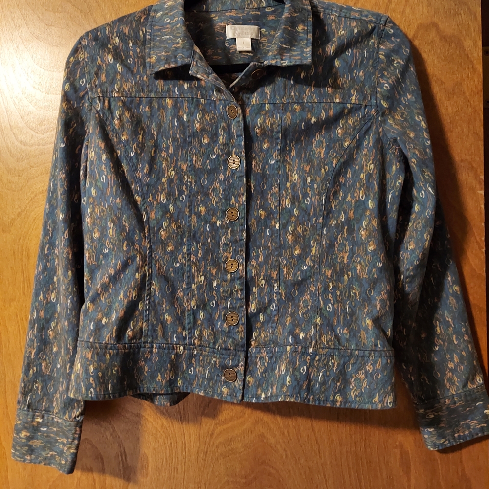 Croft & Barrow Multicolor Patterned Jean Jacket - Picture 4 of 11